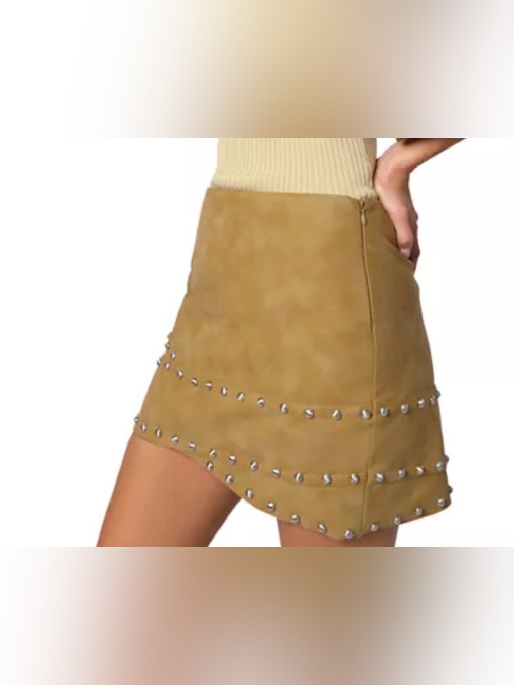Free people Apparis Bullet Raw Denim Crossover Skirt. NWT. Sepia